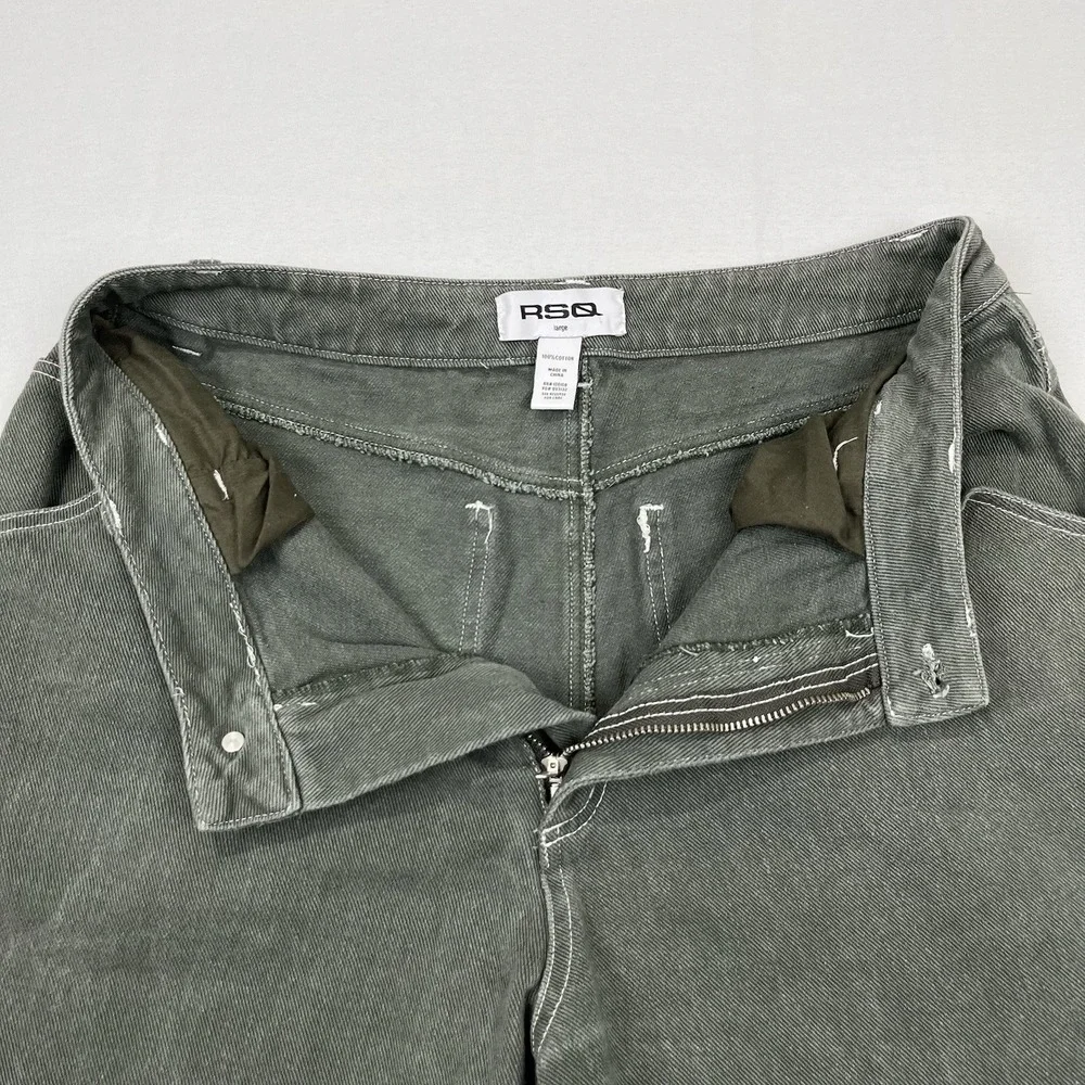 RSQ Y2K Baggy Green Denim‎ Pants Mens Size L 30x30 Carpenter Jeans